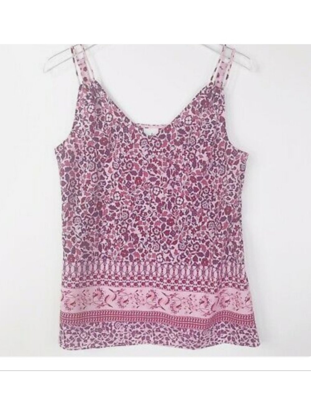 Cabi Pink Floral Indria Flowy Spaghetti Strap tank top